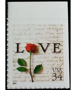 2001 34c Rose &amp; Love Letter, SA Scott 3498 Mint F/VF NH - $2.14
