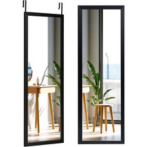 Black Full Length Bedroom Mirror with Over the Door or Wall Mounted Design - £125.46 GBP