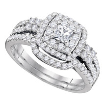 14k White Gold Princess Diamond Bridal Wedding Engagement Ring Band Set ... - £1,323.06 GBP