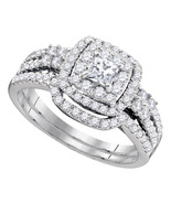 14k White Gold Princess Diamond Bridal Wedding Engagement Ring Band Set ... - £1,326.13 GBP