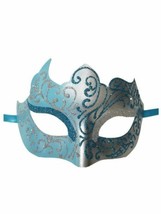 Light Blue Silver Venetian Masquerade Mask Mardi Gras - £8.80 GBP