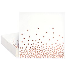 50 Pack Rose Gold Party Napkins - Disposable Dinner Napkins For Wedding, Baby Sh - £13.28 GBP