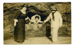 Lady in a Hole in the Rocks Real Photo Postcard - £9.38 GBP