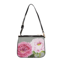 Ladies Slim Shoulder Bag Vegan PU Leather 8x10 Inches Pink Peonies Floral Art - £33.50 GBP