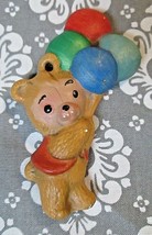 Vtg Teddy Bear Holding Colorful Balloons Ceramic Christmas Ornament Component - £7.98 GBP