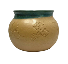 Hand Made Studio Art Pottery Yellow and Green Vase/Pot Signed - $259.91 MXN