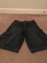  Wrangler Boys Cargo Blue Jean Shorts Zip &amp; Button Pockets Size 16  - £25.94 GBP