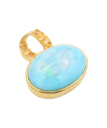 925 Sterling Silver Vintage Pendant Gold Plated Oval Cabochon Turquoise ... - $51.27 CAD