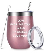 Christmas Funny Gifts 12 oz Wine Tumbler with Straws,Lids- Gifts for Her - £11.40 GBP
