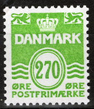 ZAYIX Denmark 794 MNH 270o brt yel grn Wavy Lines Danish Islands 083022S40 - £1.48 GBP
