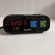 Sharp Alarm Clock SPC137 with 2 120V 5Amp AC Outlets and USB Plug TESTED - $16.99