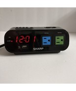 Sharp Alarm Clock SPC137 with 2 120V 5Amp AC Outlets and USB Plug TESTED - £13.38 GBP