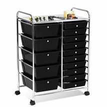 15 Drawer Rolling Organizer Cart Utility Storage Tools Scrapbook Paper Office - £116.17 GBP