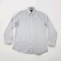 Banana Republic Standard Fit Non Iron Button Up Shirt White Blue Checked  - $17.81