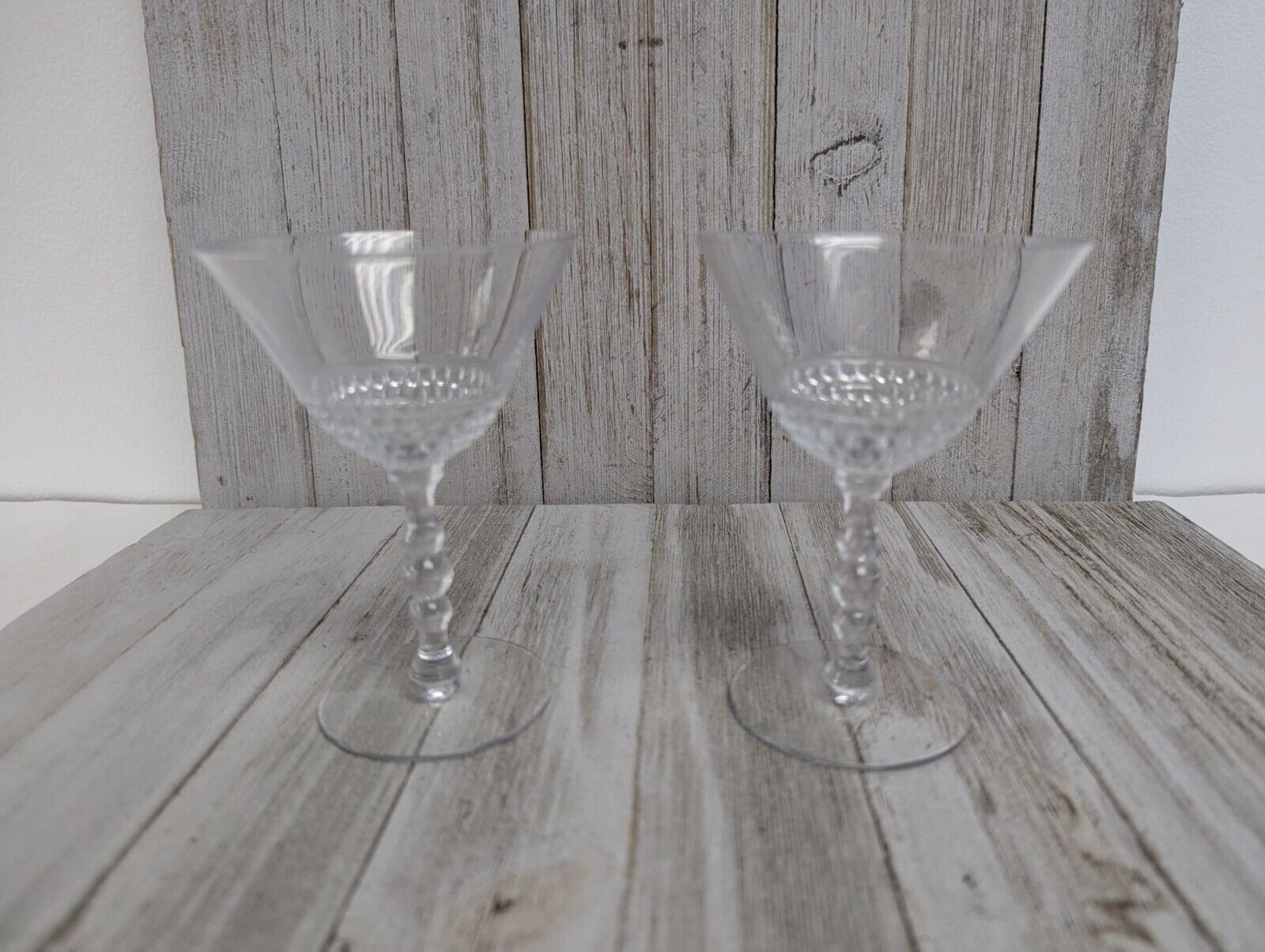 Vintage Duncan & Miller Teardrop 4 1/2" Juice Cordial Cocktail Glasses Set Of 2