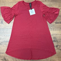 NEW Agnes &amp; Dora Ruffle Sleeve Tunic Small Cherry Red Office Work Wear C... - €12,39 EUR