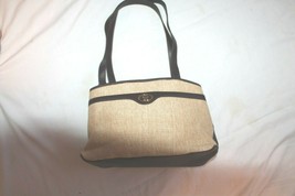 Vintage Etienne Aigner Brown Handbag Woven Basket fabric trimLeather Handbag - £15.64 GBP