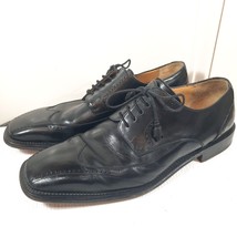 Mezlan Shoes Men 10 M Leather Dress Square Toe Black laces derby blucher wingtip - £78.52 GBP