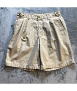 Savane Chino Shorts Mens 33  Pleated Beige  100% Cotton Elastic Waist Ad... - $13.90