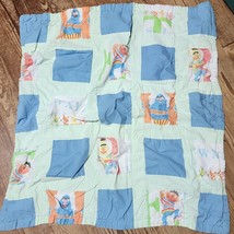 Vtg Sesame Street Quilted Baby Crib Blanket Muppets Inc 28x32 - £27.11 GBP