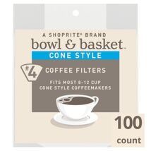 BOWL AND BASKET #4 CONE STYLE NATURAL COFFEE FILTERS 100CT - $6.59