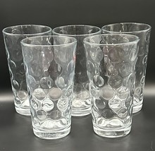 Pasabahce Turkish Tumblers 14 OZ Clear Glasses Circle Dots (5) 6&quot; x 3-3/8&quot; - $33.00