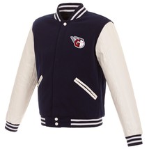 MLB Cleveland Guardians Reversible Fleece Jacket PVC Sleeve Front Logo JH Design - £94.26 GBP