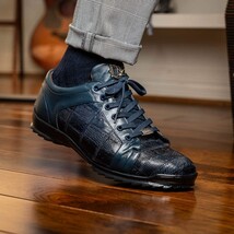 Bari Genuine Lizard Fashion Sneaker Patchwork Design Shoes Navy image 7