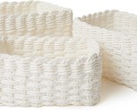 La Jolie Muse Set Of 3 Decorative White Storage Baskets With Woven Storage - $44.92