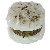 Vintage Monroe Wave Crest Dresser Trinket Box With Floral Design &amp; Brass Hinge - £50.19 GBP