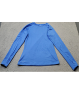 Nike Pro Activewear Shirt Women&#39;s Medium Blue Fleece Dri Fit Stretch Rou... - $18.49