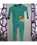 CARTERS Green Striped LONG SLEEVED ZIPPER  Fleece Lion Footed SLEEPER-SI... - $6.71 CAD