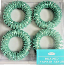 Nantucket Fully Beaded Napkin Rings Beautiful Set of 4 Beach Summer Blue... - $29.28