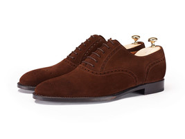 Classic Toes,Bakers Chocolate Brown,Plain Brogue Toe,Oxford Suede Leather Shoes - £99.88 GBP