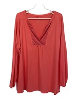 Lane Bryant Top Tunic Coral Orange Sequin Long Sleeve Womens Size 22/24 - £17.73 GBP
