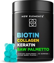 Biotin Gummies with Collagen Keratin &amp; Saw Palmetto for Hair Skin and Na... - £16.55 GBP