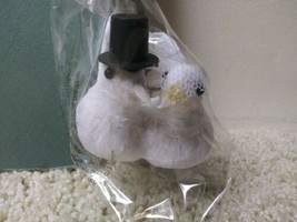 Wedding Decor Dove Couple w/ Veil Top Hat Cake Topper 4.5&quot; L Feathered Wings NIP - £4.69 GBP