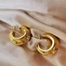 Women&#39;s Hoop Earrings in 14k Yellow Gold Plated - £66.35 GBP