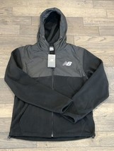 NWT New Balance Full Zip Polyester Fleece Hood Jacket Men Sz Small Black... - $43.42