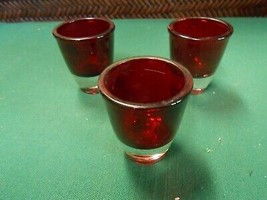 Great RUBY RED Glass...Set of 3 SHOT GLASSES..........FREE POSTAGE USA - $17.41