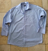 Eton Dress Shirt Mens 44 17.5 Blue Wrinkle Free Cotton Soild Long Sleeve - $25.22