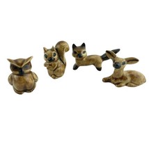 Mini Forest Woodland Creatures Ceramic Deer Squirrel Fox Owl Fairy Garden Decor - £18.91 GBP