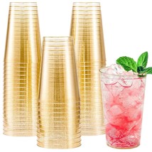 100 Pack 14 Oz Gold Plastic Cups, Disposable Gold Glitter Plastic Cups, Fancy Cl - $44.99