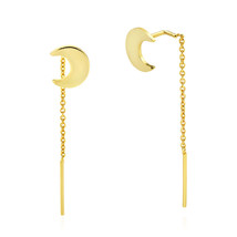 Dancing Moonlight Gold Over Sterling Silver Crescent Moon Slide-Through Earrings - £7.79 GBP