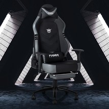 Big And Tall Gaming Chair With Footrest 350Lbs-Racing Style Computer Gamer, Grey - £145.49 GBP