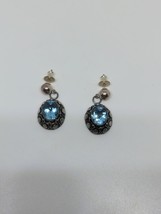 Sterling Silver 925 BA Bali Blue Topaz Dangle Earrings - £31.63 GBP