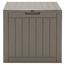 30 Gallon Deck Box, Cubby Storage Chest w/ Lockable Lid &amp; Built-in Handles Brown - £73.77 GBP