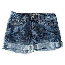 Womens WallFlower Premium Blue Jean Ramie Blend Shorts 5 Pockets Small Cuff - £13.23 GBP