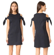 JOA Los Angeles Navy Blue Cold Open Shoulder Knot Tie Shift Mini Dress XS - £12.33 GBP