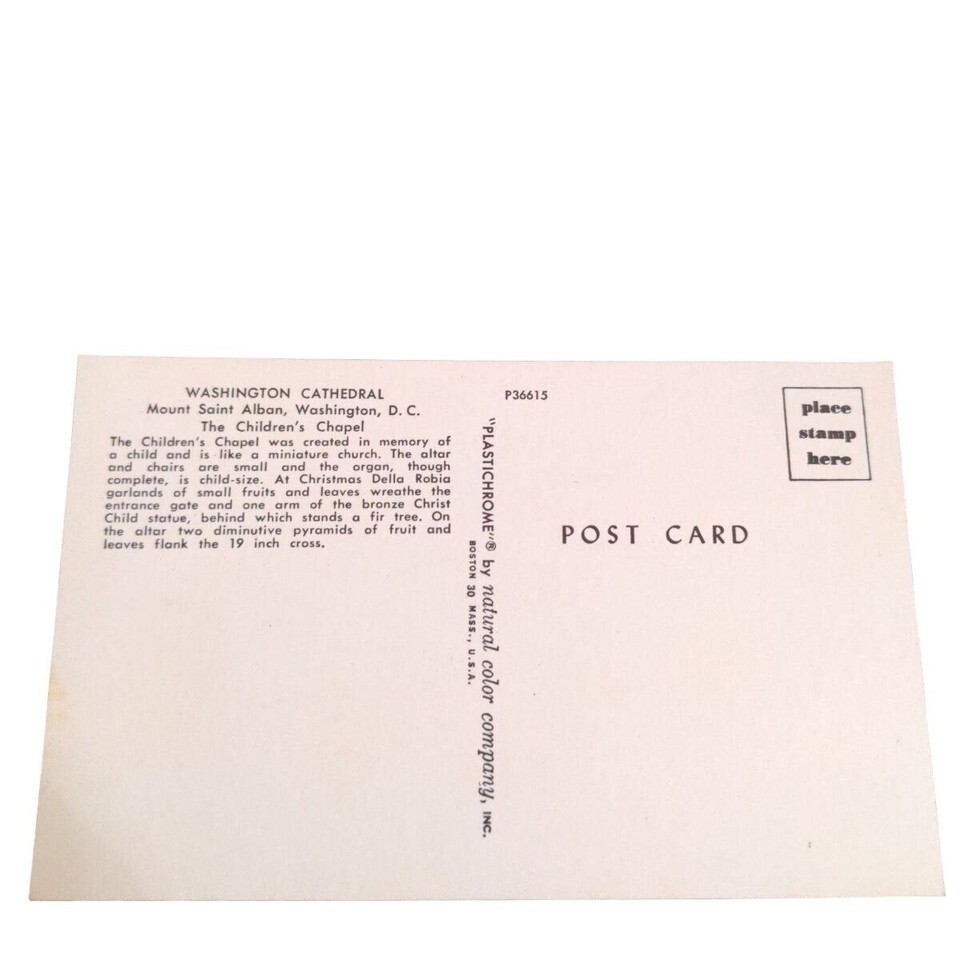 Postcard Washington Cathedral Mount Saint Alban Childrens Chapel Chrome Unposted Item image 2